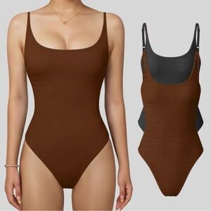 Chic Brown One-Piece Swimsuit